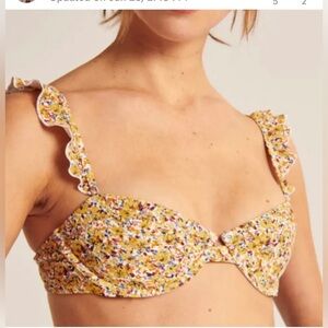 Abercrombie & Fitch Ruffle Floral Yellow Bikini Swim Top Size S